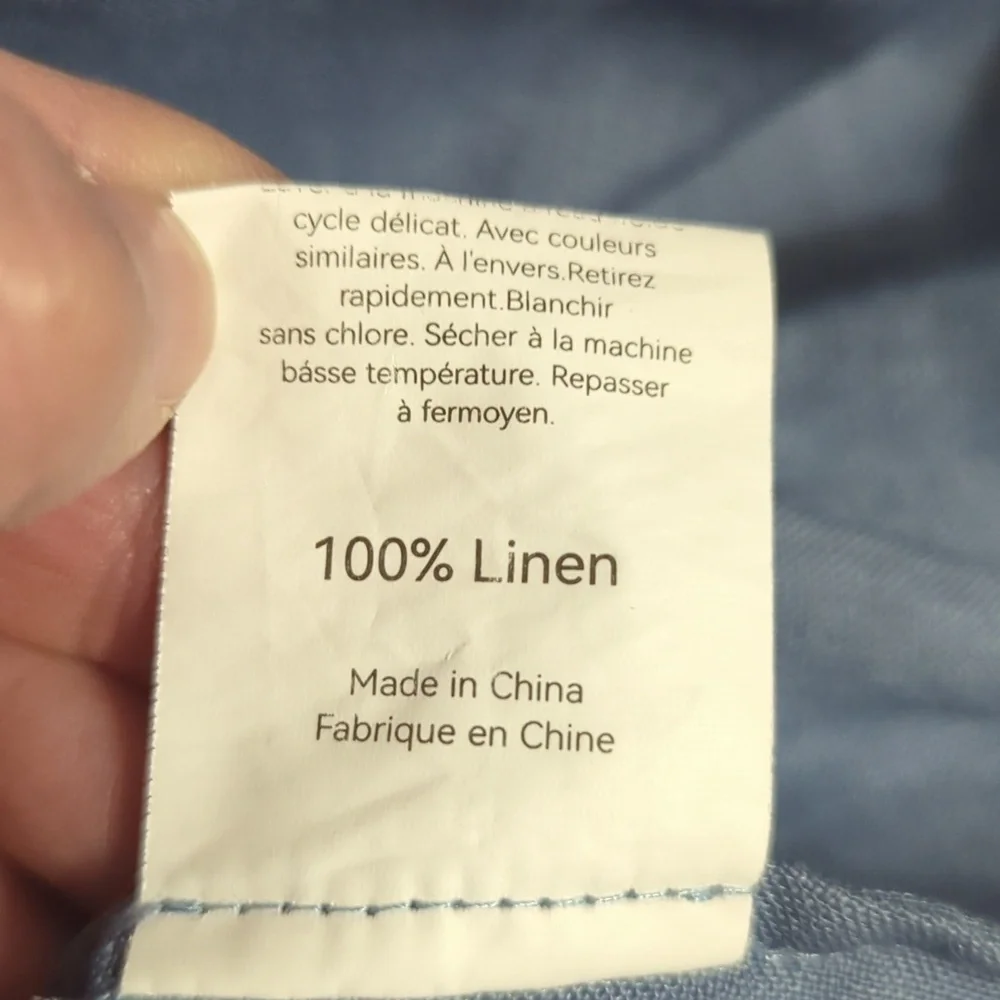 Lintico 100% Linen Blue Midi Skirt with Pockets Cottagecore Sz Small - Picture 9 of 9